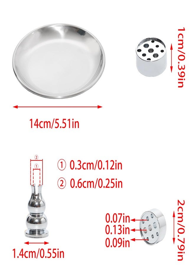 Pocoxll 3 in 1 Incense Burner Set, 5.51 Inch Incense Holder, Gourd-Shaped Tray, Silver Metal - Image 2
